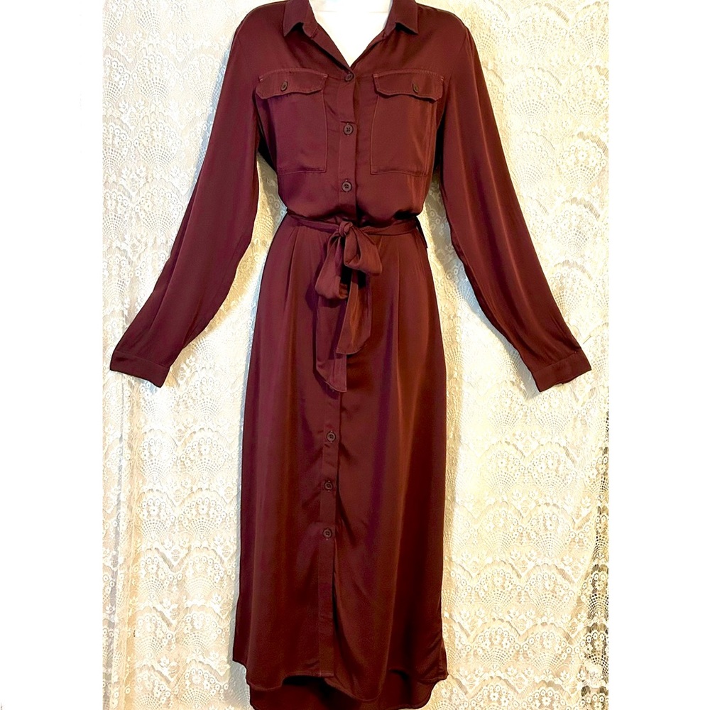 NWT Side Stitch Los Angeles, Burgundy, Button Down Shirt Dress- XS